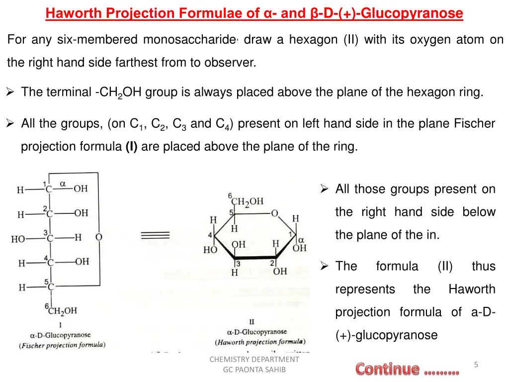 haworth projection formulae of and d glucopyranose