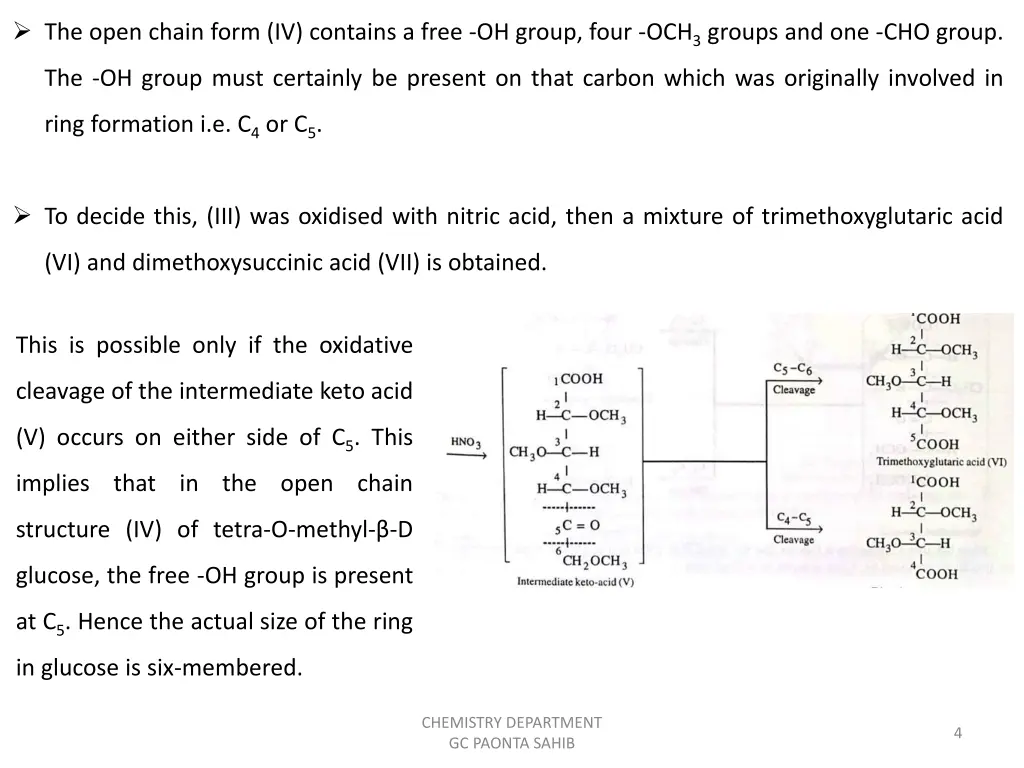 the open chain form iv contains a free oh group