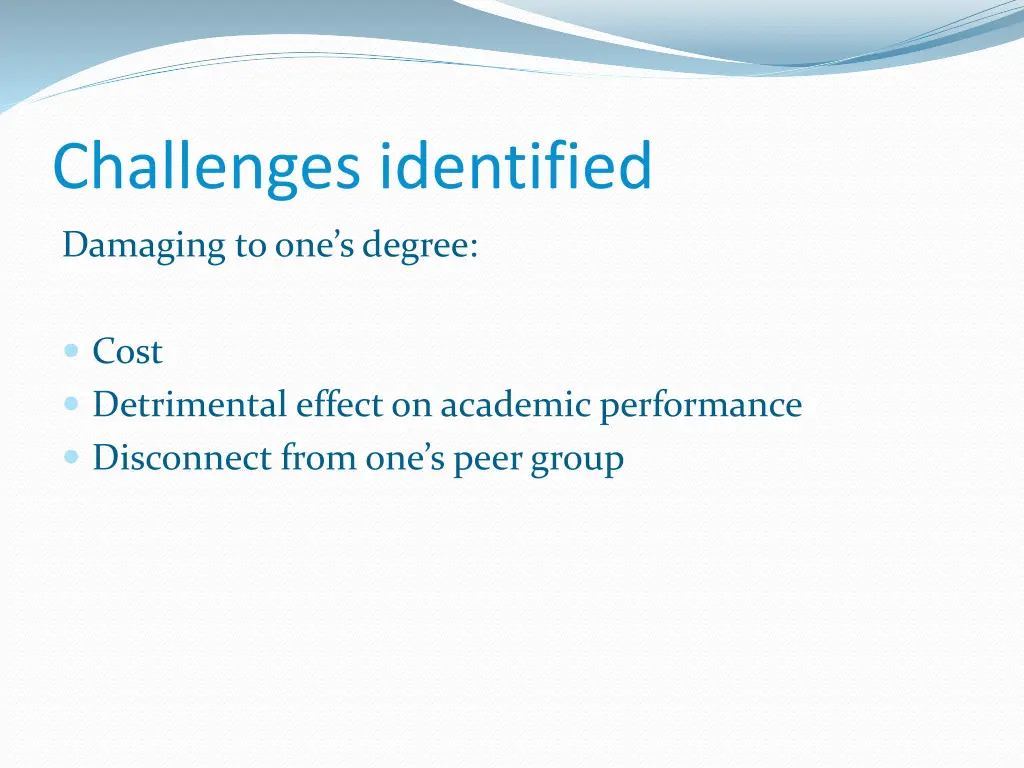 challenges identified
