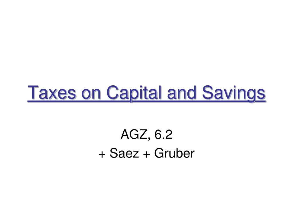 taxes on capital and savings