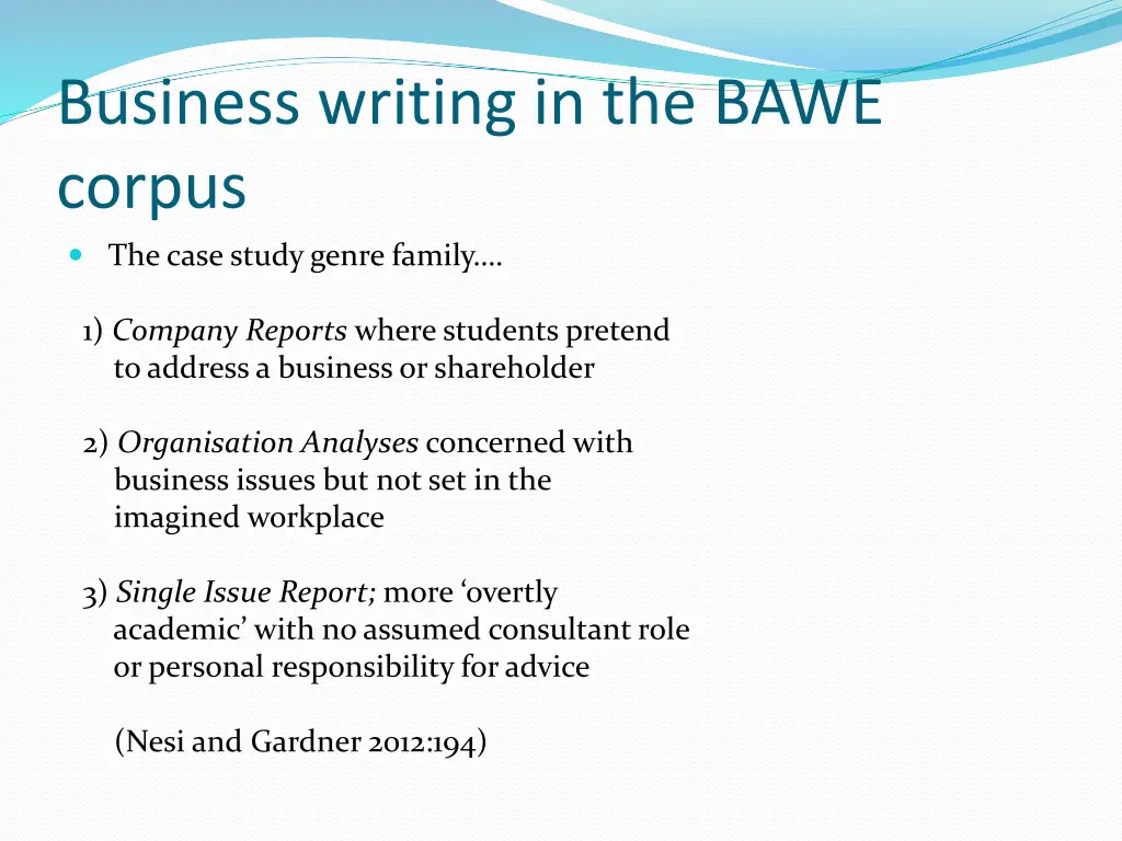 business writing in the bawe corpus