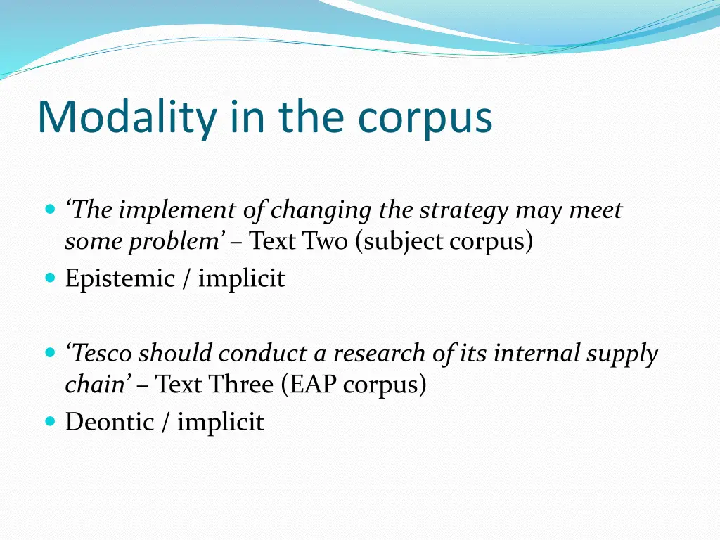 modality in the corpus