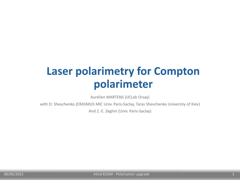 laser polarimetry for compton polarimeter