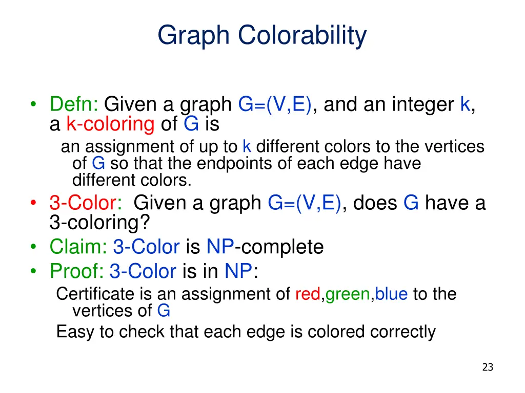 graph colorability