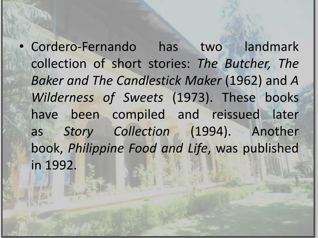 cordero fernando collection of short stories