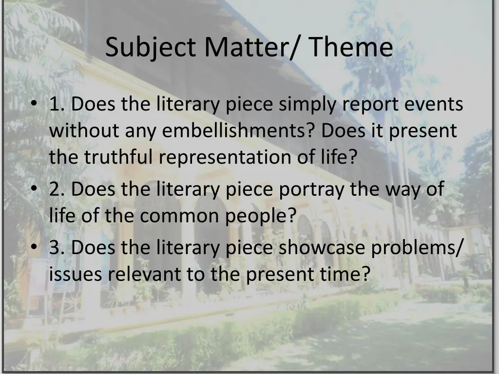 subject matter theme