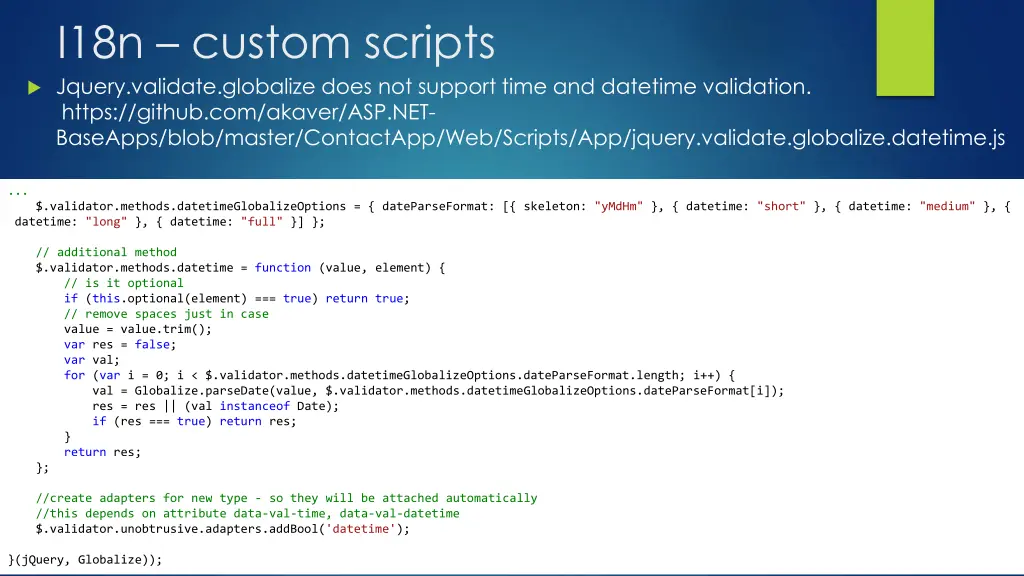 i18n custom scripts jquery validate globalize