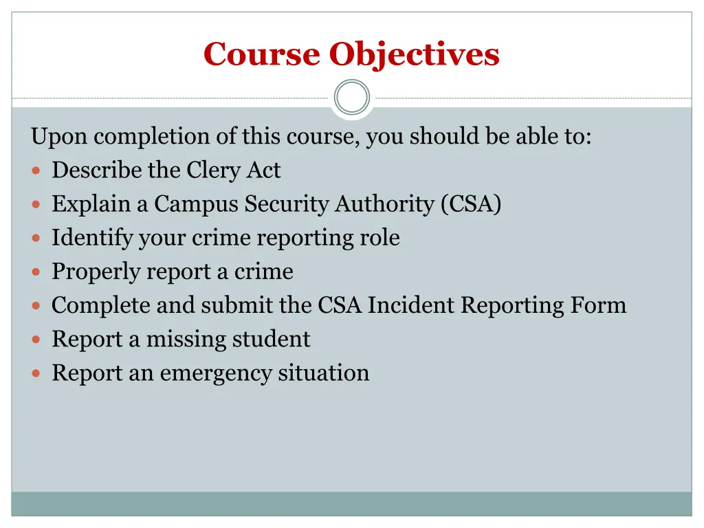 course objectives