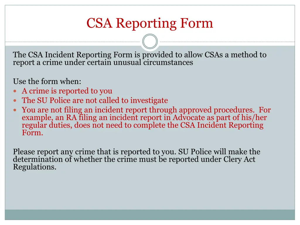 csa reporting form