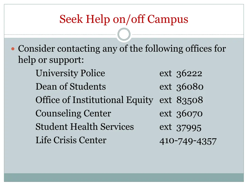 seek help on off campus