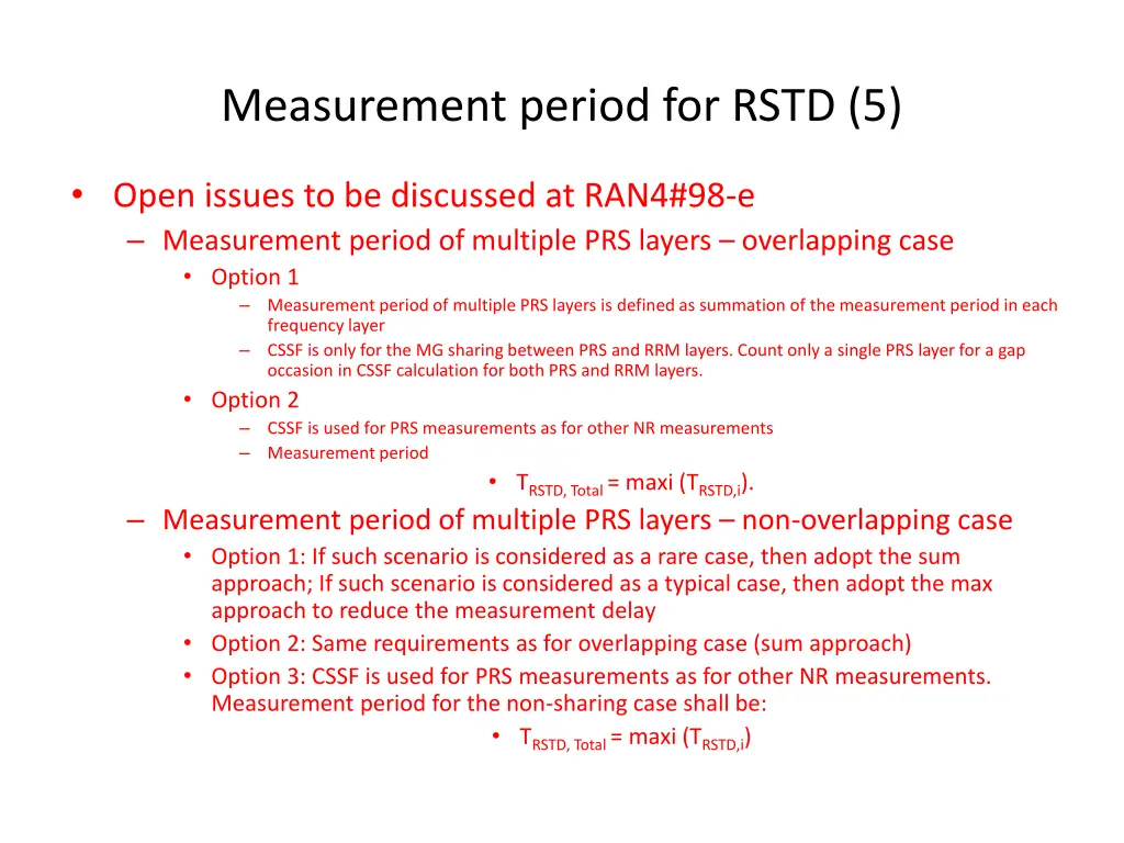 measurement period for rstd 5