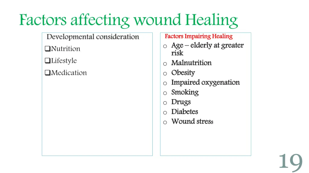 factors affecting wound healing developmental