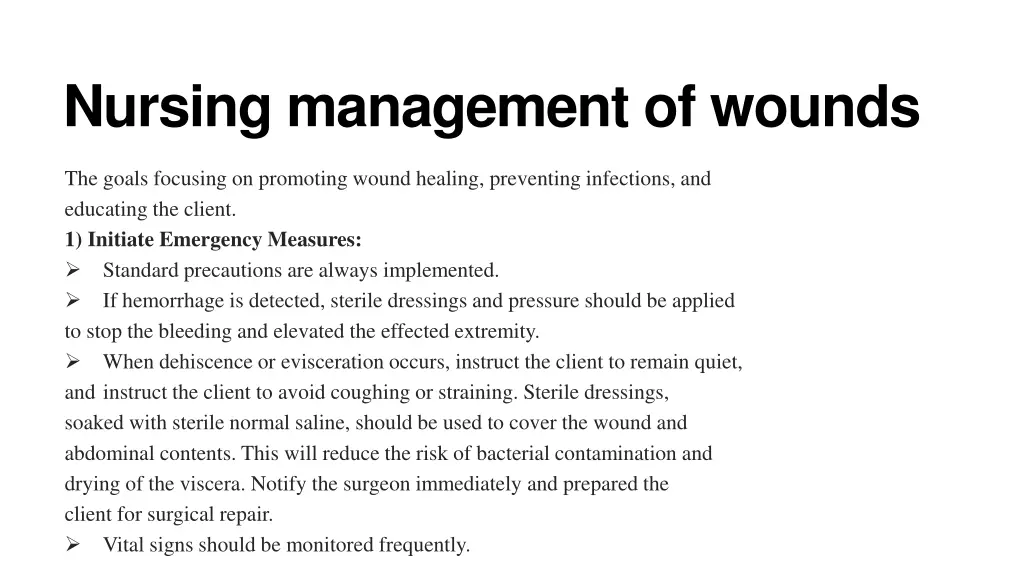 nursing management of wounds