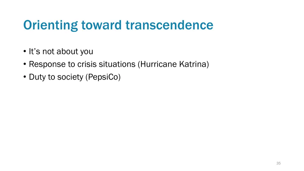 orienting toward transcendence