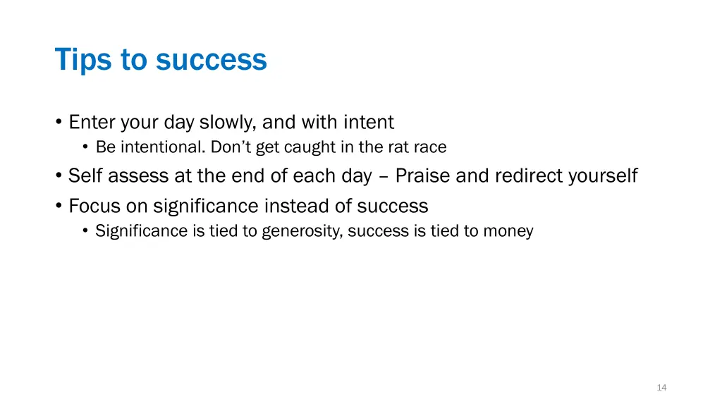 tips to success