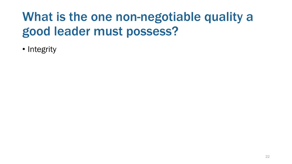 what is the one non negotiable quality a good