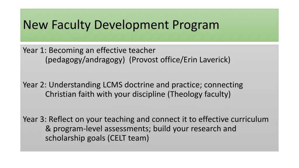 new faculty development program