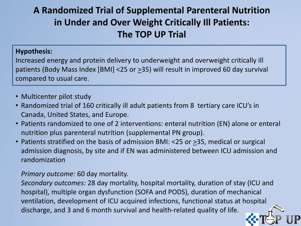 a randomized trial of supplemental parenteral