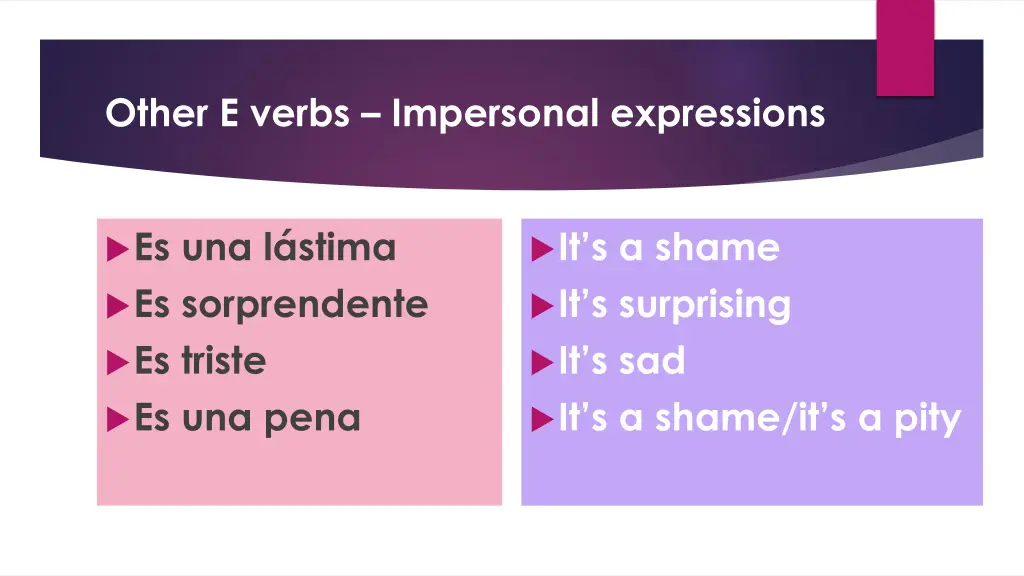 other e verbs impersonal expressions
