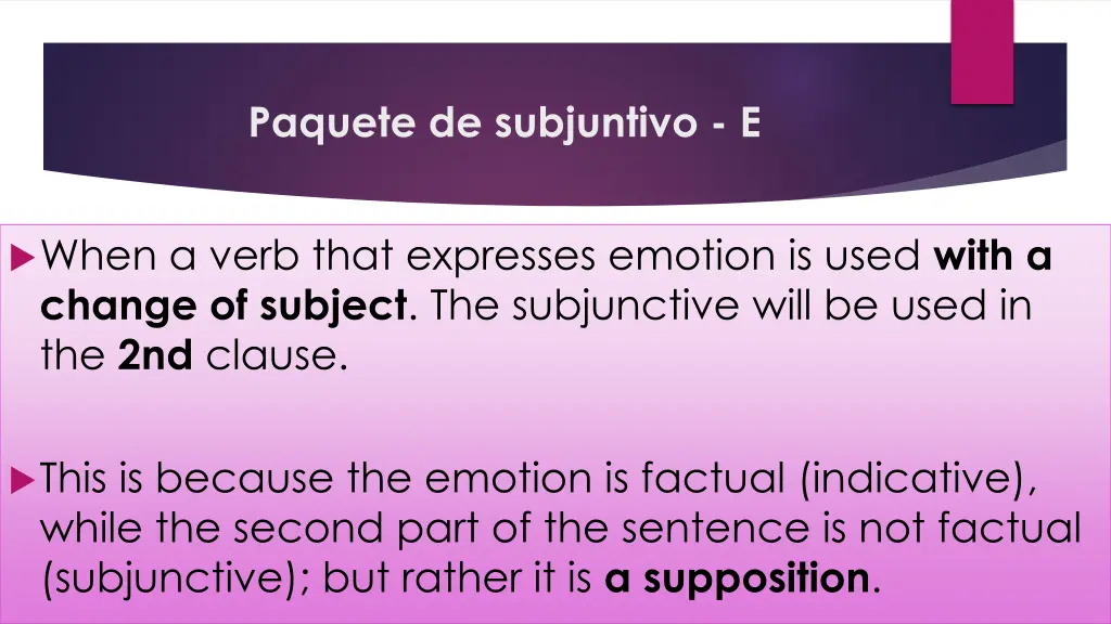 paquete de subjuntivo e