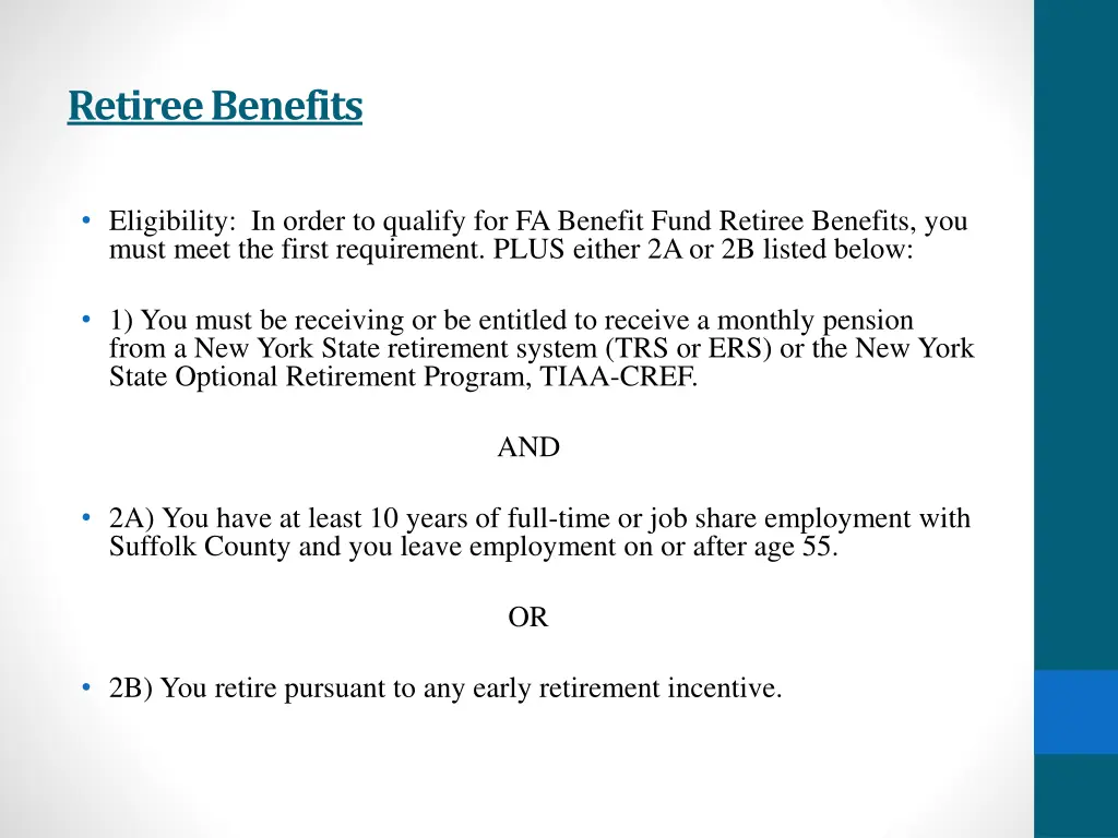 retiree benefits