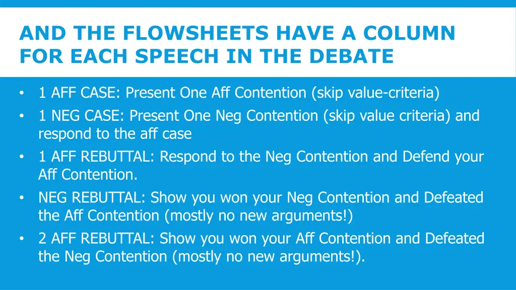 and the flowsheets have a column for each speech