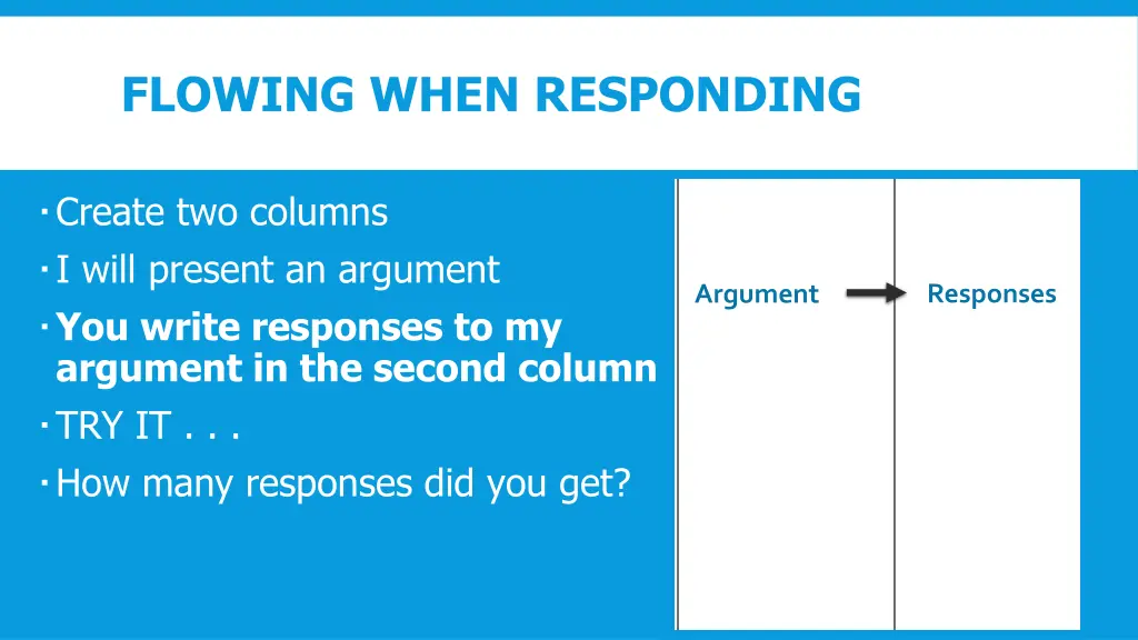 flowing when responding