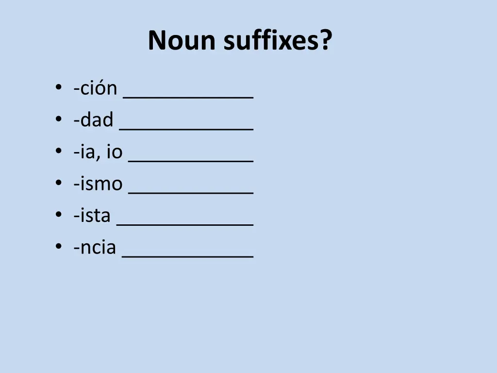 noun suffixes