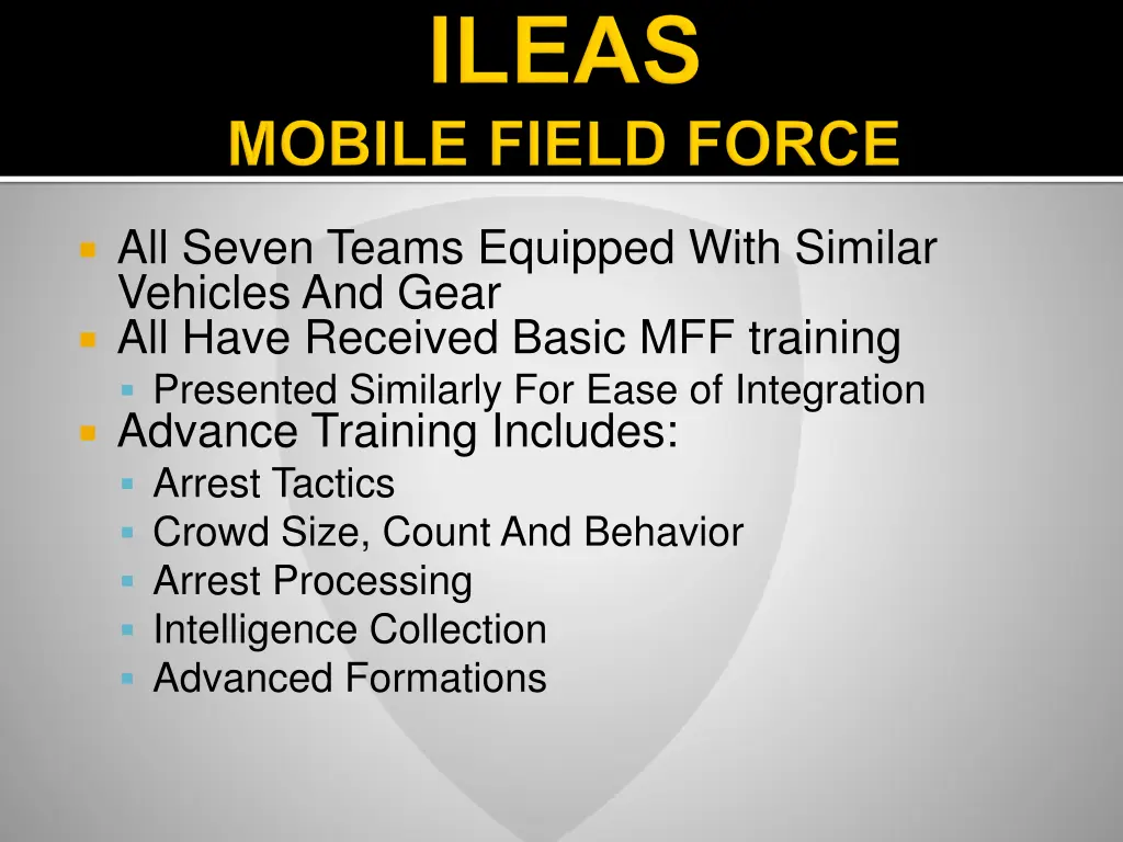 all seven teams equipped with similar vehicles
