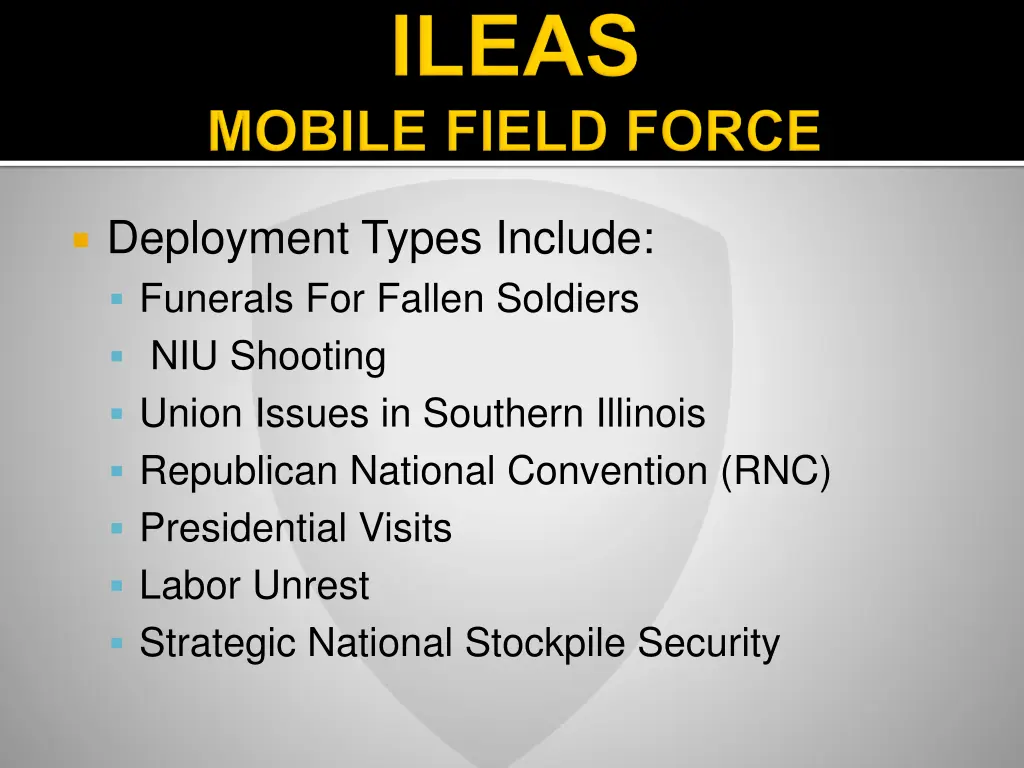 deployment types include funerals for fallen