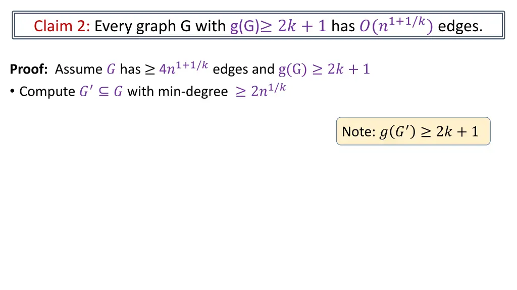 claim 2 every graph g with g g 2 1 has 1 1 edges
