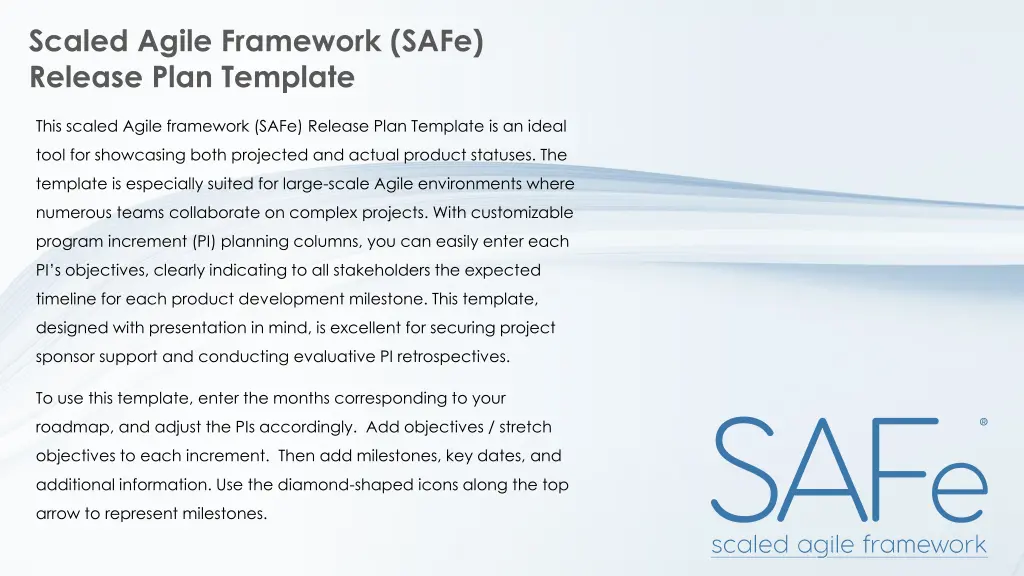 scaled agile framework safe release plan template