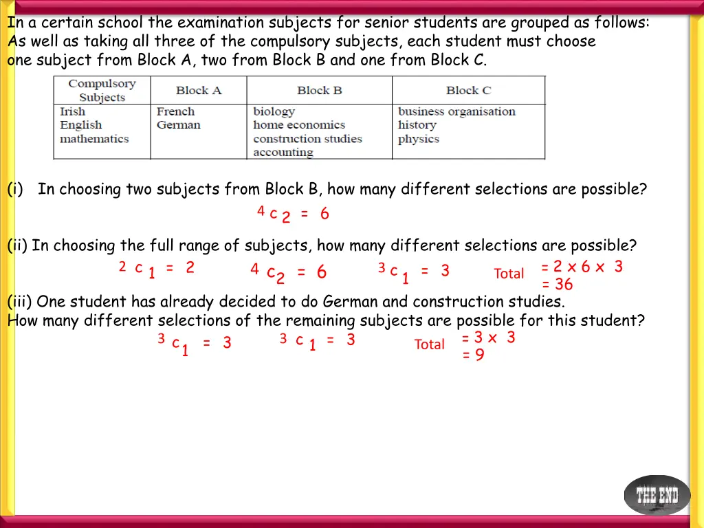 in a certain school the examination subjects 1