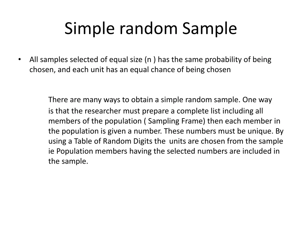 simple random sample