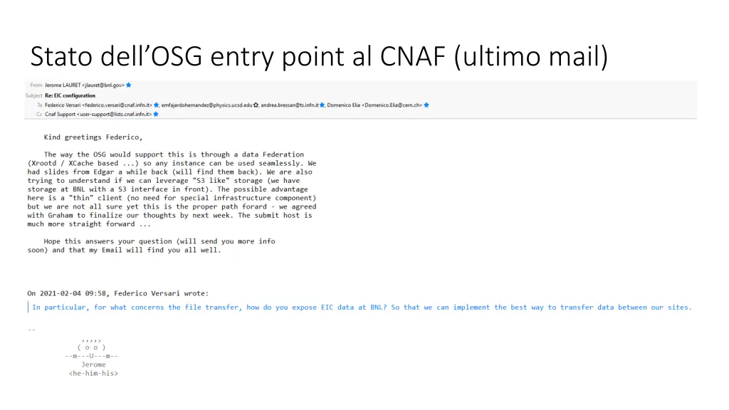 stato dell osg entry point al cnaf ultimo mail