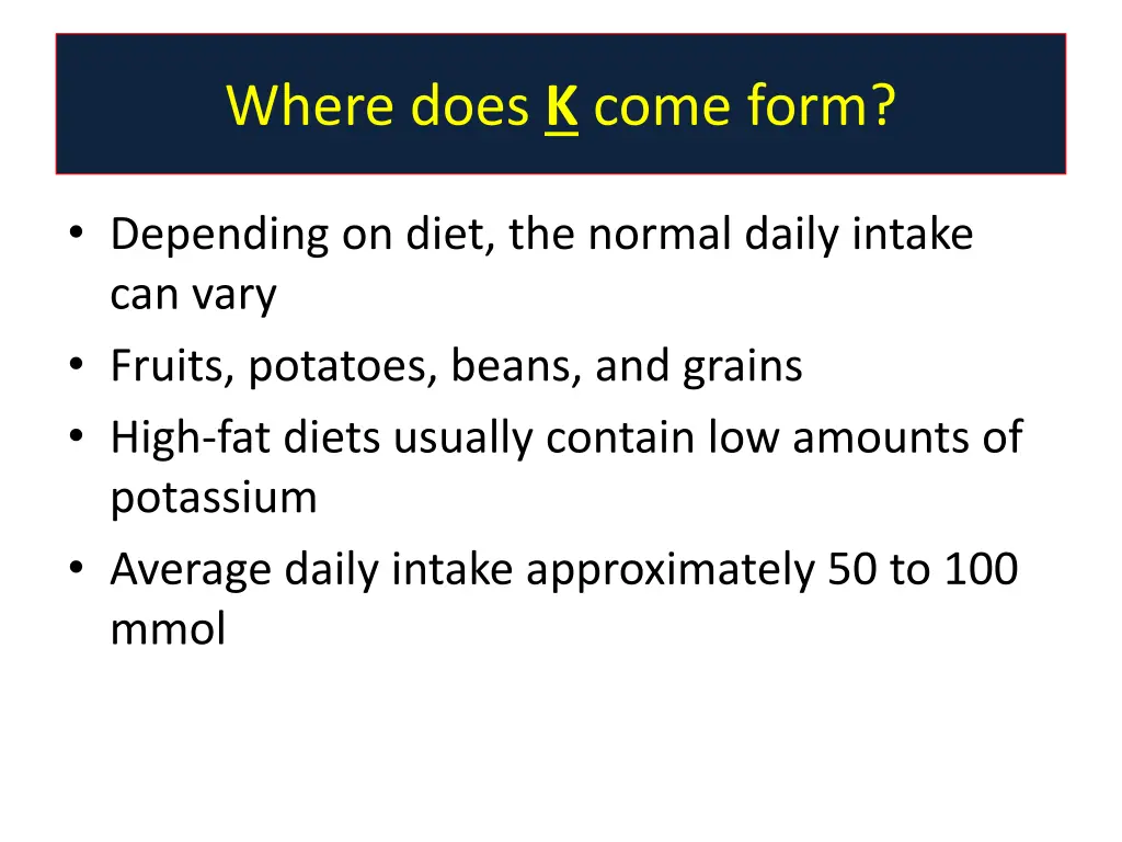 where does k come form