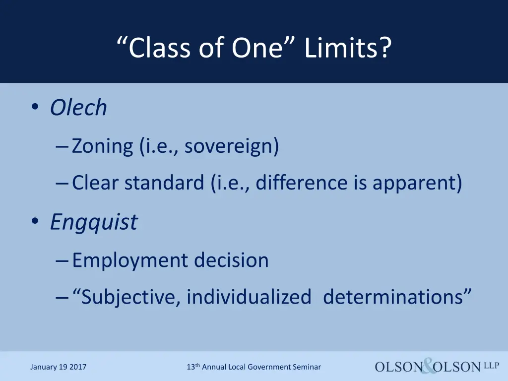 class of one limits