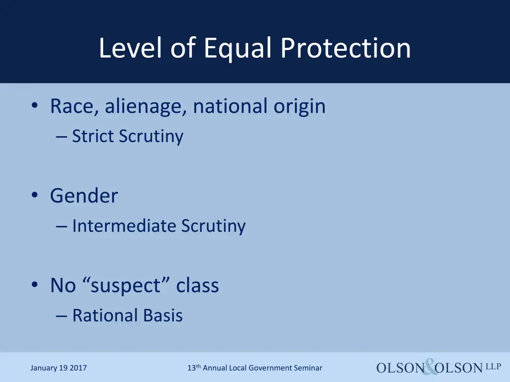 level of equal protection