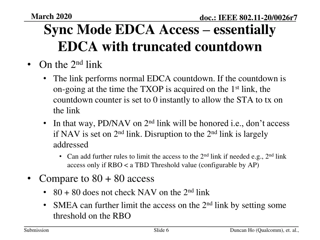 march 2020 sync mode edca access essentially edca