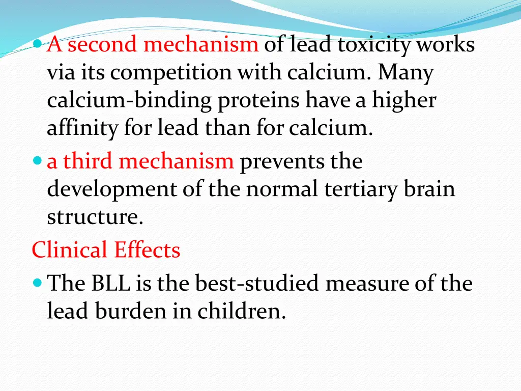 a second mechanism of lead toxicity works