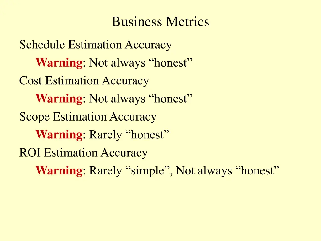 business metrics