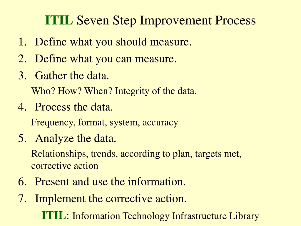 itil seven step improvement process