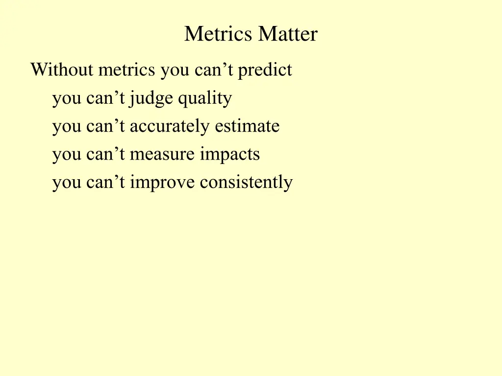 metrics matter