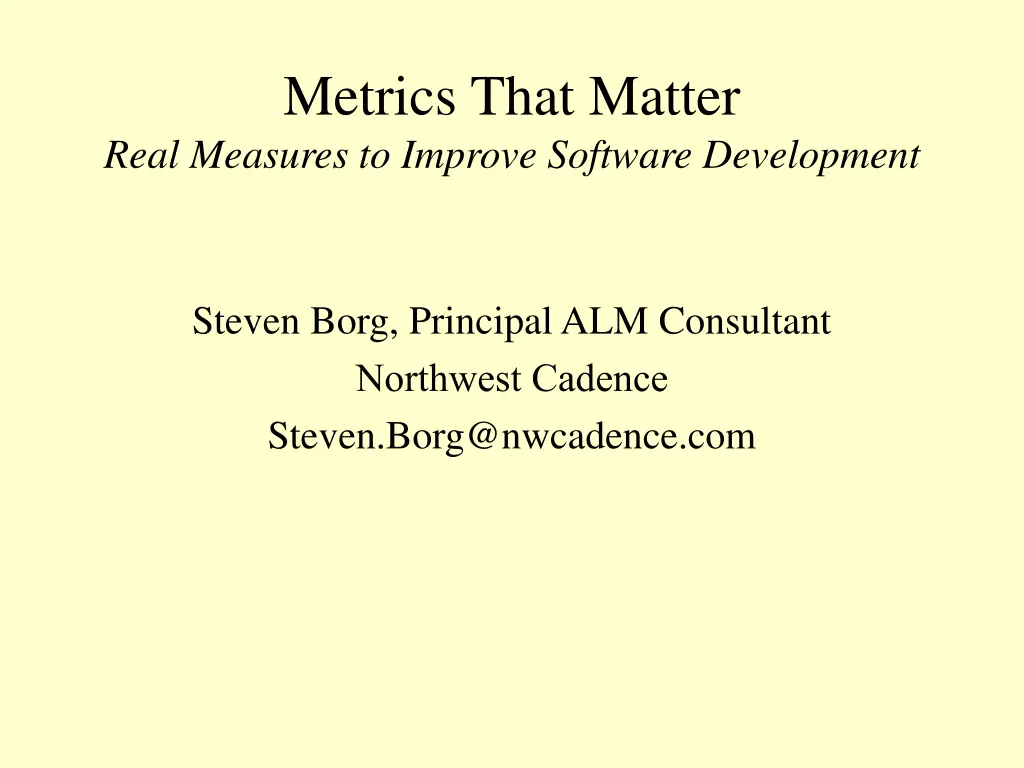 metrics that matter real measures to improve