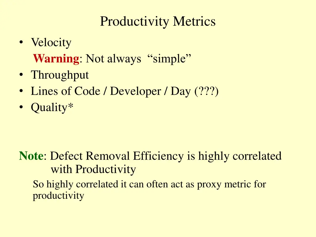 productivity metrics
