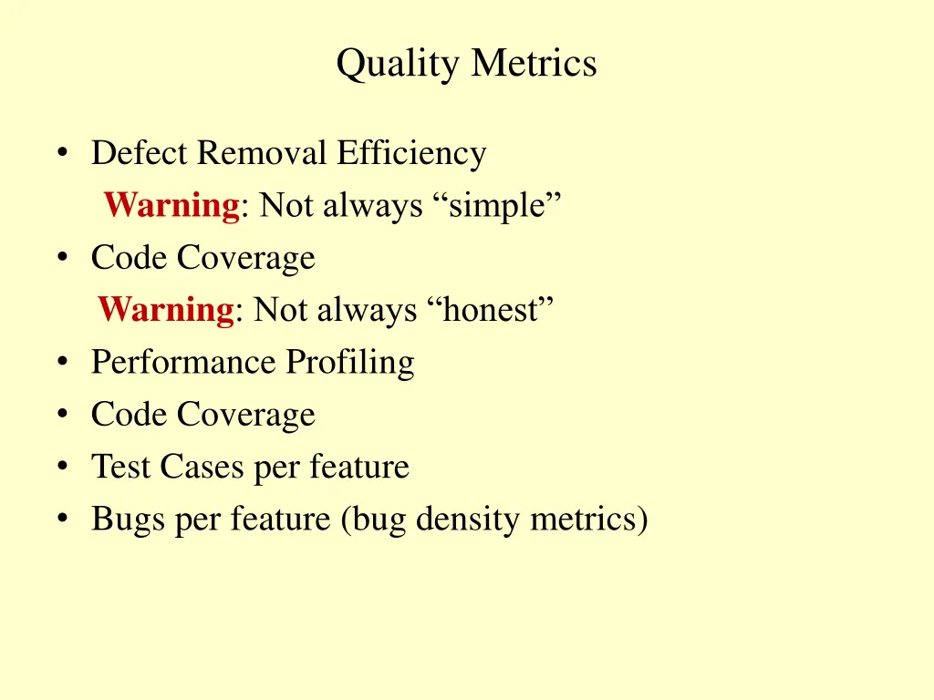 quality metrics