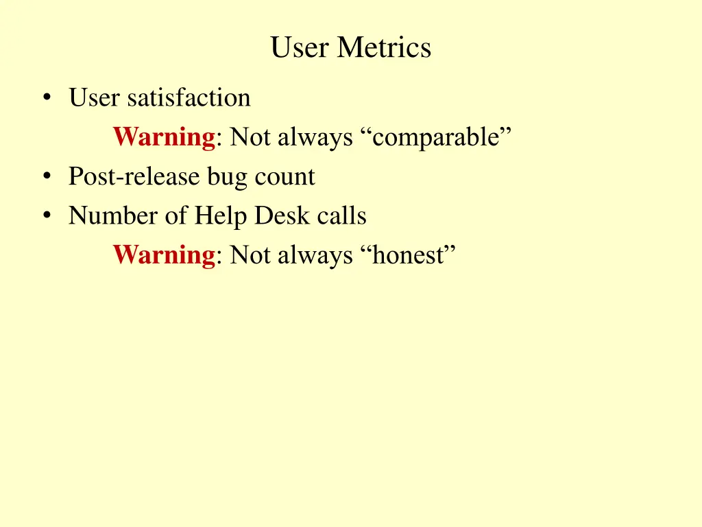 user metrics