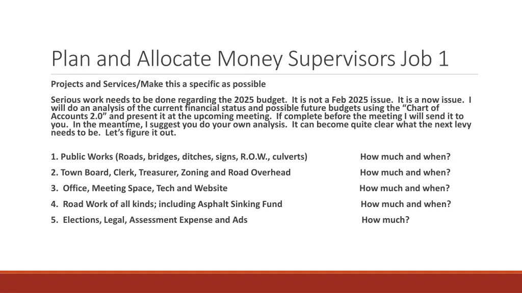 plan and allocate money supervisors job 1
