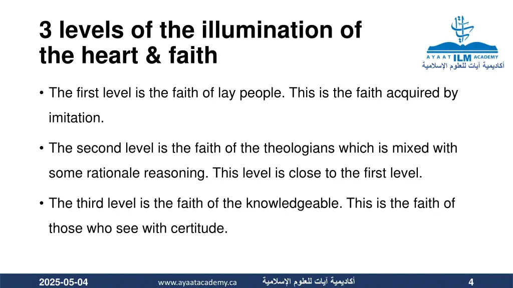 3 levels of the illumination of the heart faith