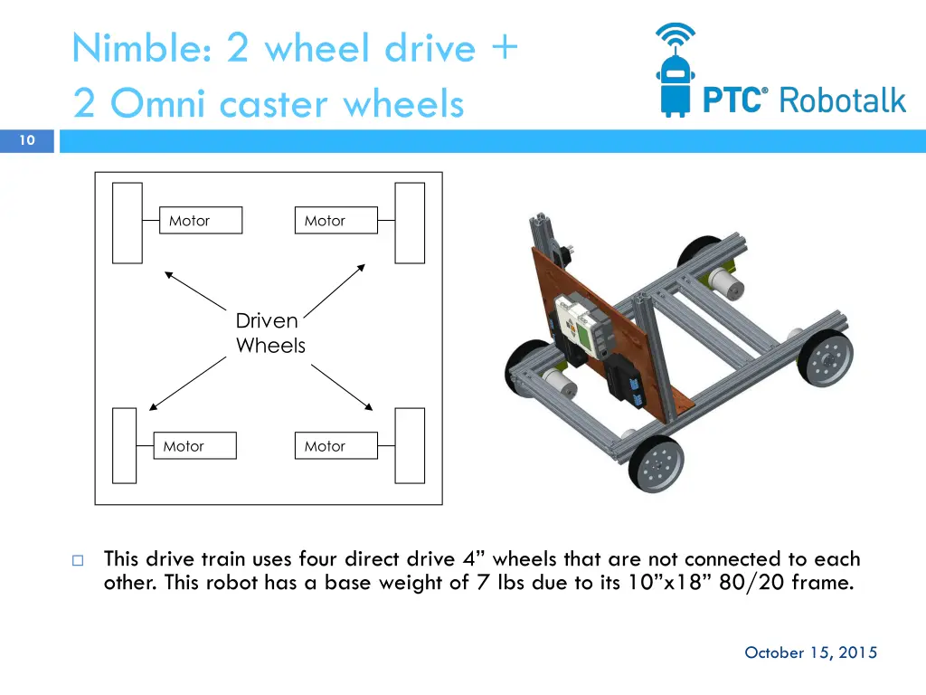 nimble 2 wheel drive 2 omni caster wheels 1